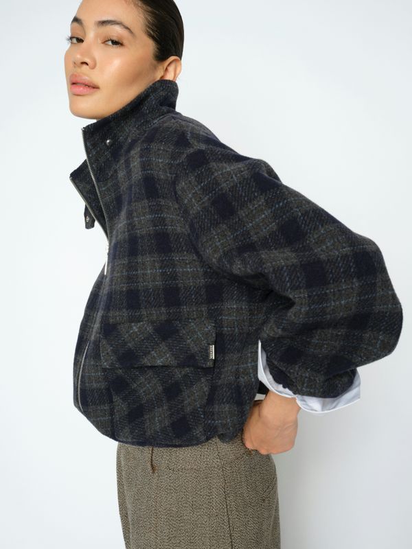 Mos Mosh Camille Check Jacket Salute Navy