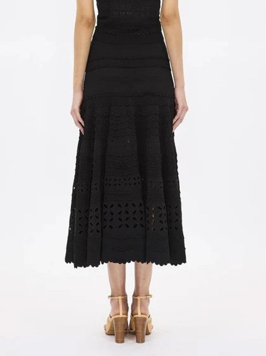 Ulla Johnson Annisa Eyelet Knit Skirt Black
