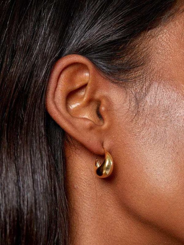 Orelia Tapered Domed Hoop Pale Gold
