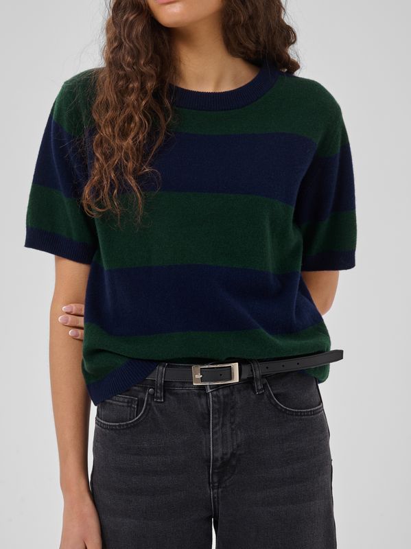 My Essential Wardrobe Jola Knit Pullover SS Douglas W Navy Stripe