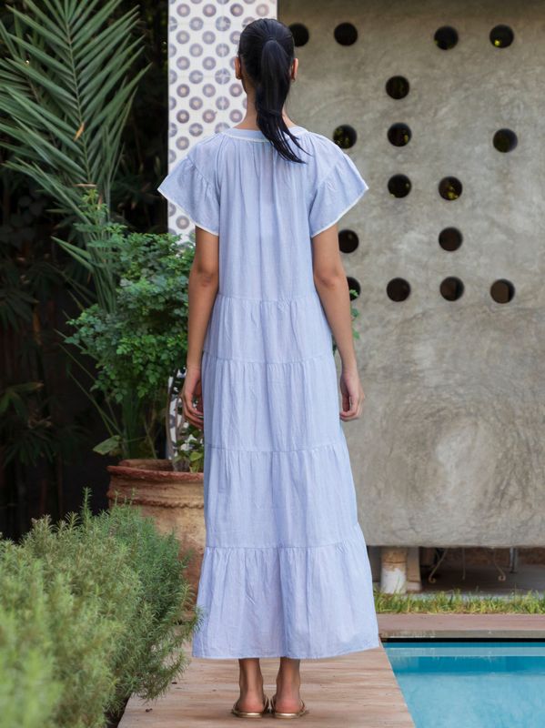 Rose and Rose Camelia Maxi Dress Blue Stripes