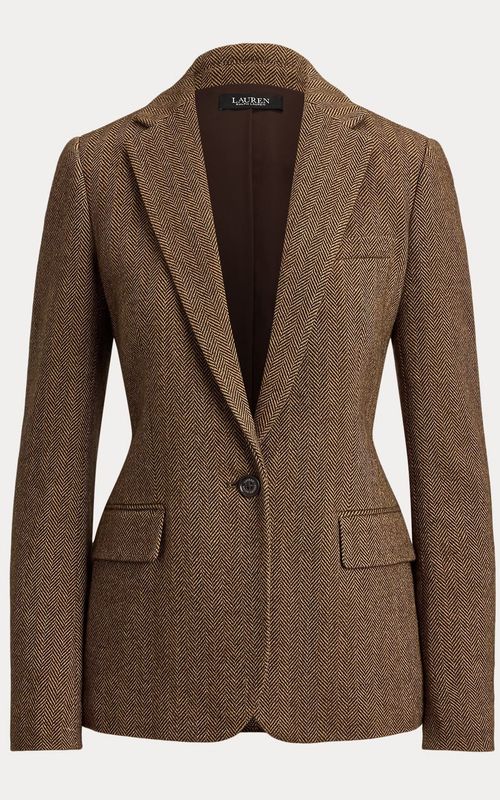 Lauren RL Bonaro Woven Blazer Brown/Tan Multi
