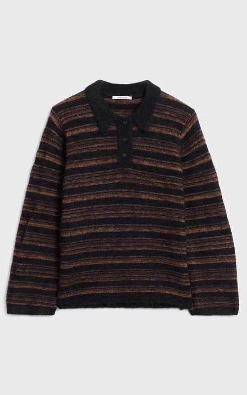 Holzweiler Olivia Wool Polo Sweater Brown Mix