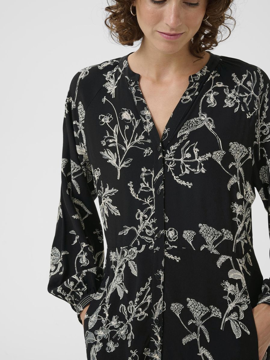 Part Two Sicilia Dress Black Botanical Print