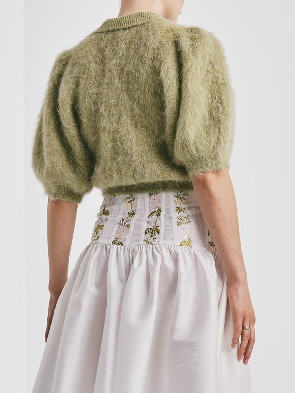 By TiMo Hairy Knit Puffed Jacket Green