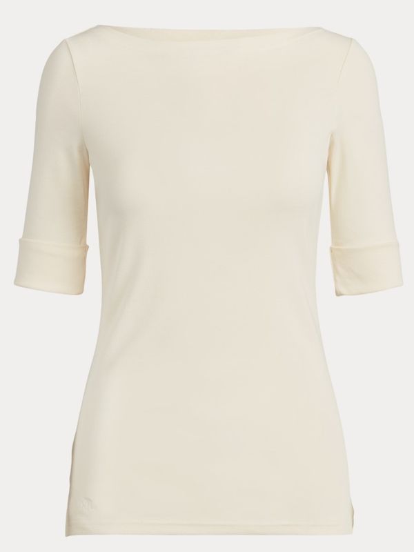 Lauren RL Judy Elbow Sleeve Knit Mascarpone Cream