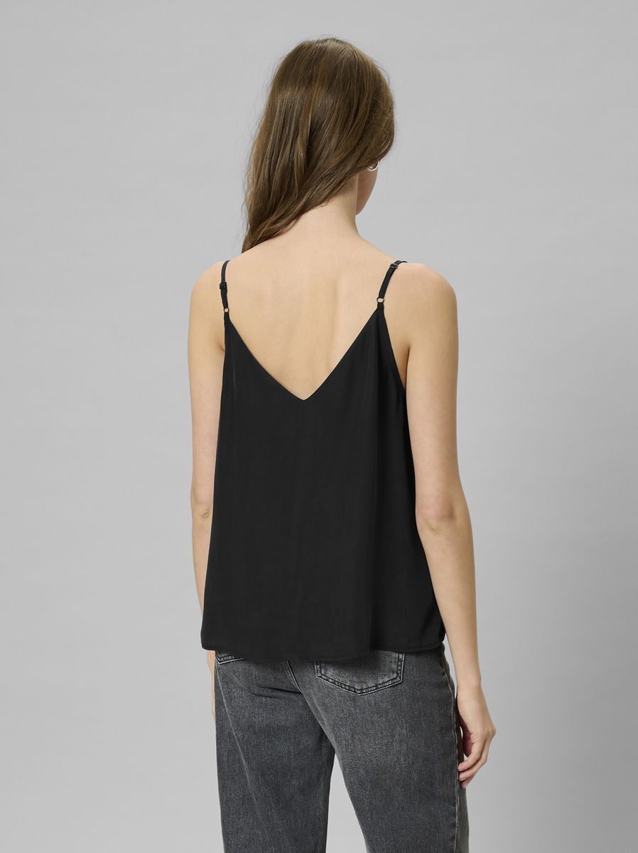 My Essential Wardrobe Silk Strap Top Black