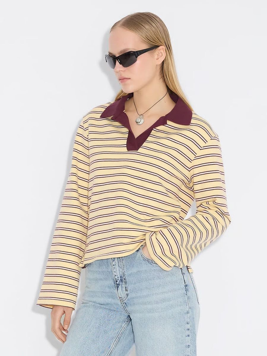 Holzweiler Elena Polo Lt Yellow Stripe
