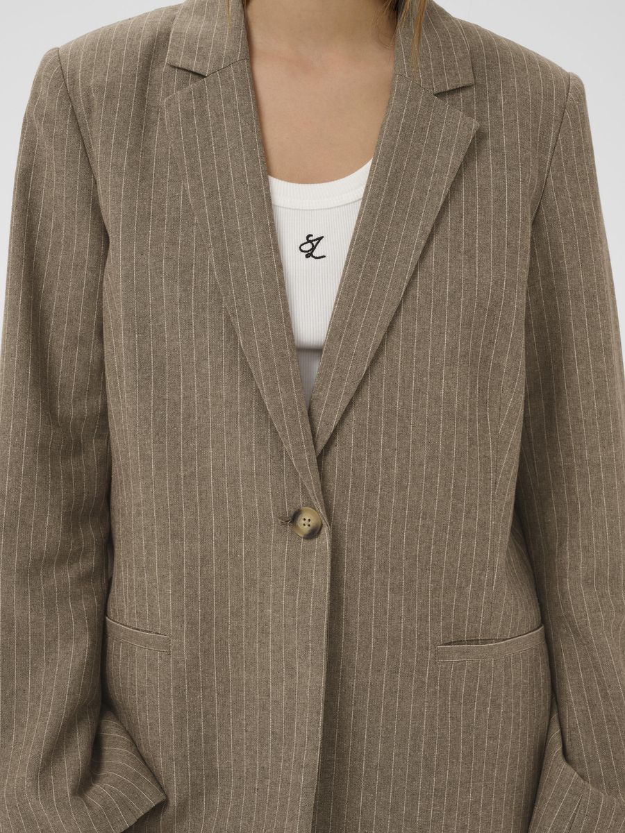 Soaked in Luxury Ginevra Blazer Cappucino Pin Stripe