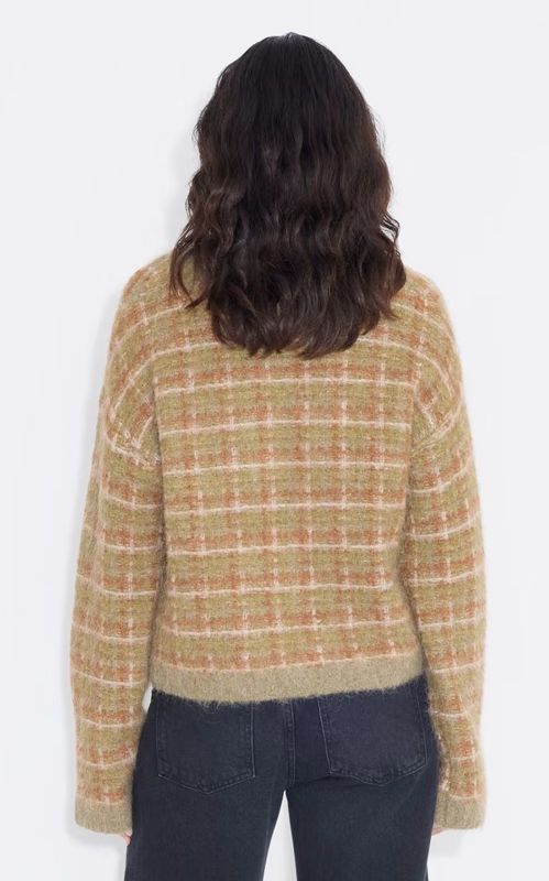 Holzweiler Kate Check Cardigan Green Mix