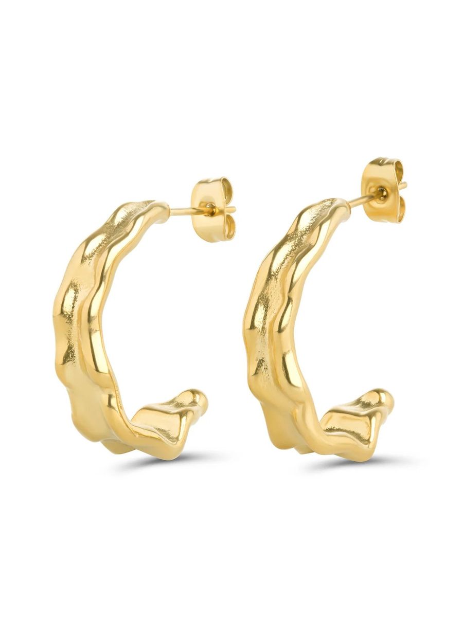 Timi Kajsa Hammered Stud Earrings Stainless Steel