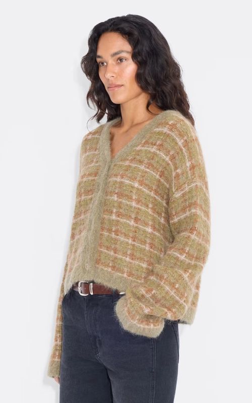 Holzweiler Kate Check Cardigan Green Mix