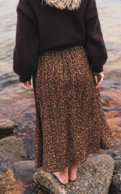 RAUS Astrid HW Skirt BLK Coffee Flower