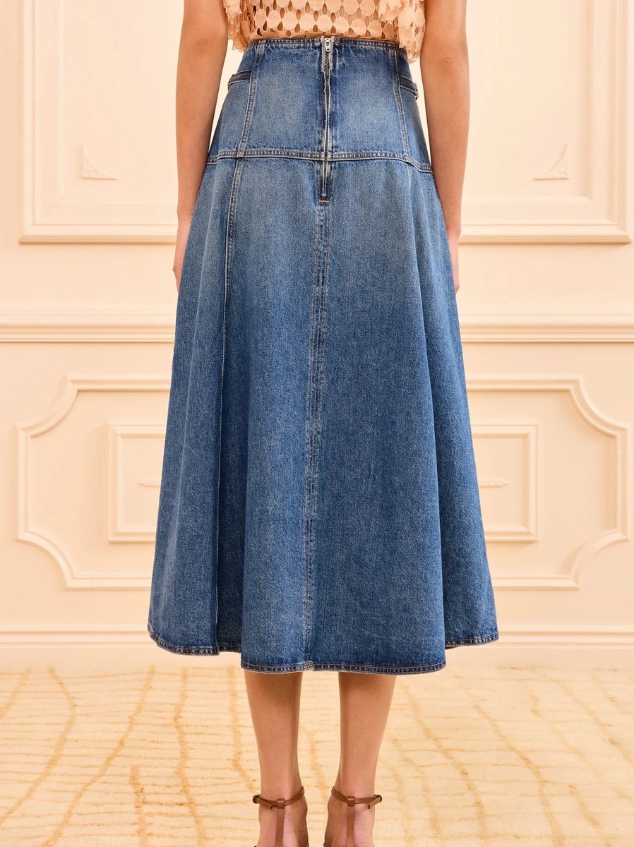 Ulla Johnson The Brigitte Denim Midi Skirt Danube