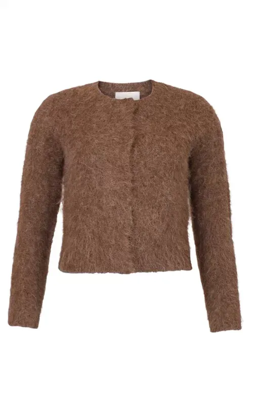 By TiMo Hairy Knit Jacket Brown