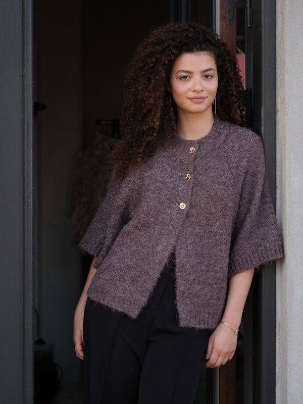 Neo Noir Benuta Fluffy Knit Cardigan Light Brown