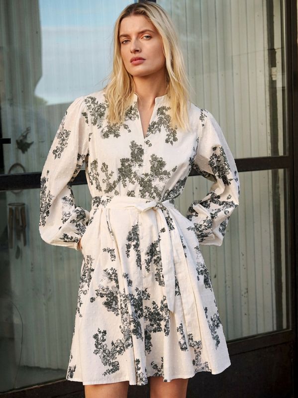 Part Two Avira Dress Smokey Olive Shadow Flower