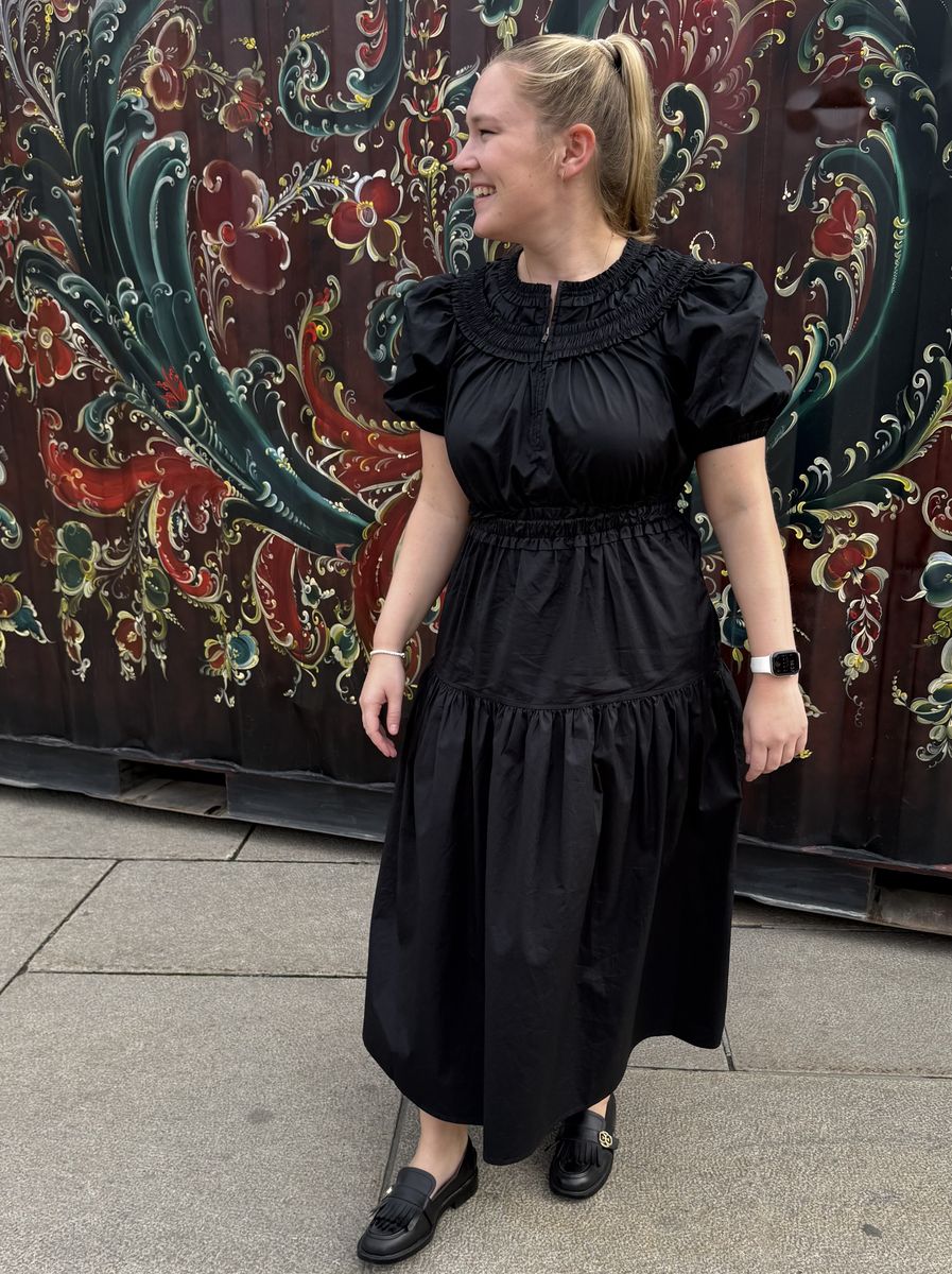 Ulla Johnson Othella Short Sleeve Midi Dress Black