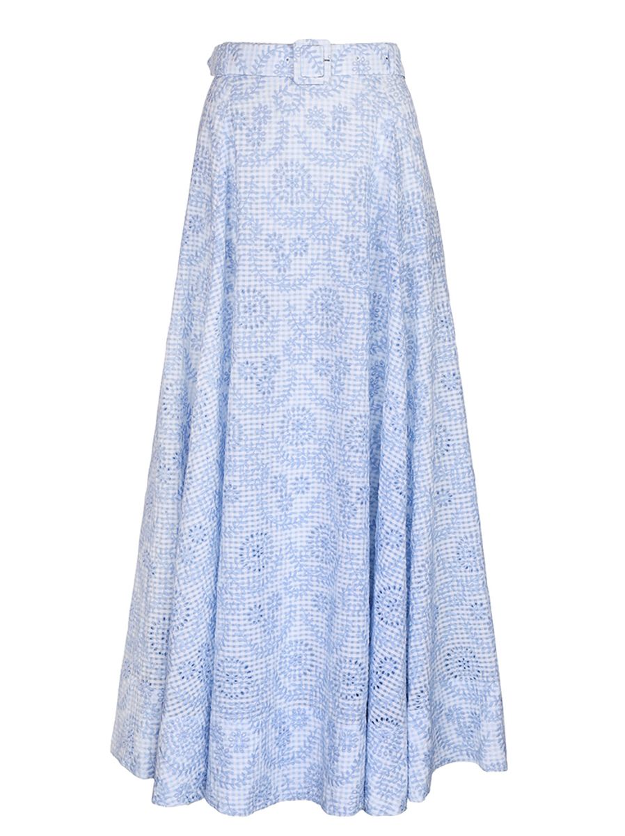 By TiMo Checks Maxi Skirt Light Blue