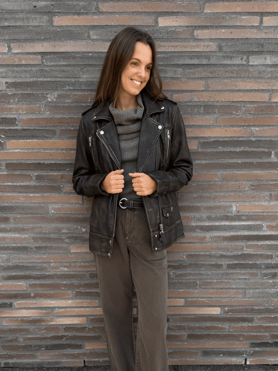 Notyz Oversized Biker Jacket Walnut