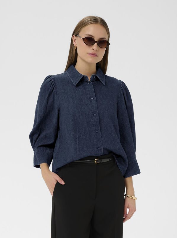 Soaked in Luxury Chaman Hella Shirt Dark Blue Denim