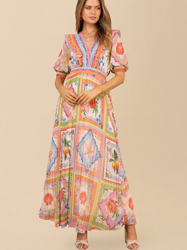 Hale Bob Lovisa Long Dress Orange