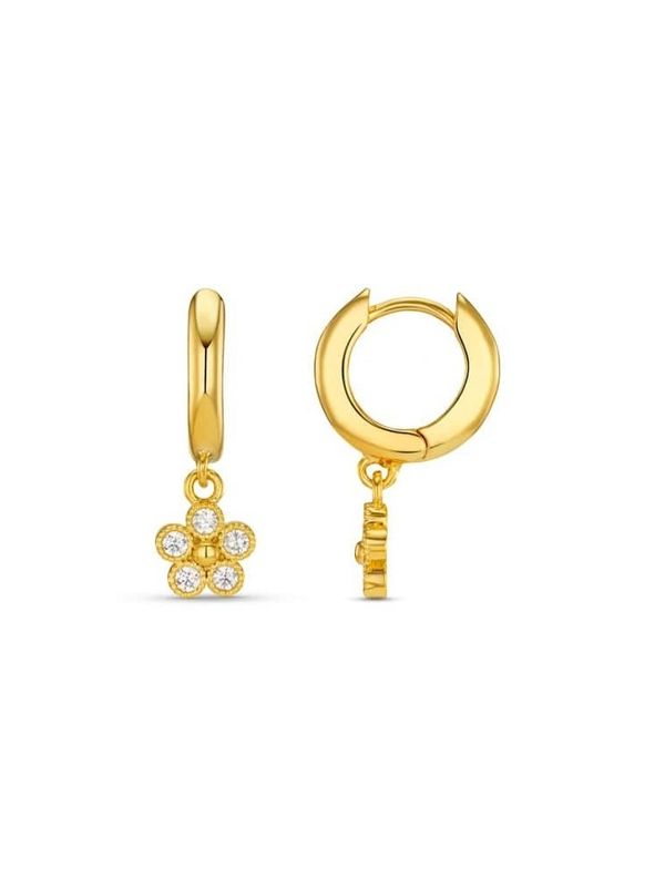 Orelia Crystal Flower Drop Huggie Hoop Pale Gold