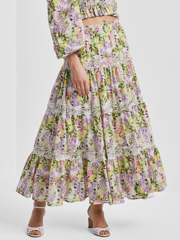 By TiMo Cotton Slub Maxi Skirt Summer Lilacs