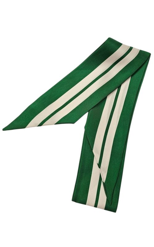 Rebeloup Striped Slim Scarf Green Striped