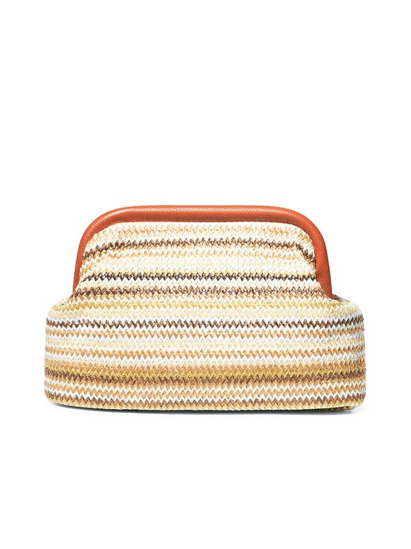 Arnie Says Raffia Clutch Stripe Ecru Combo