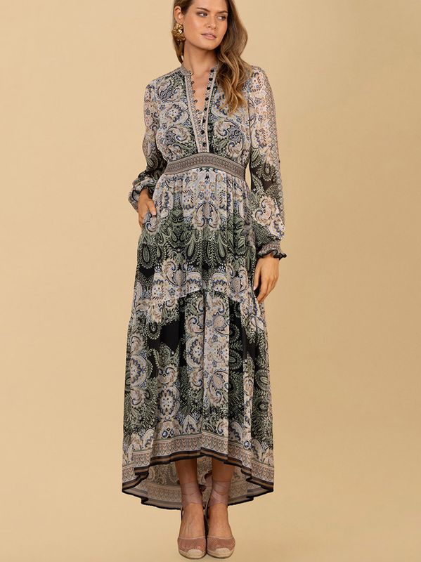 Hale Bob Eleanora Long Dress Black