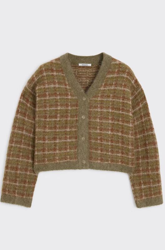 Holzweiler Kate Check Cardigan Green Mix
