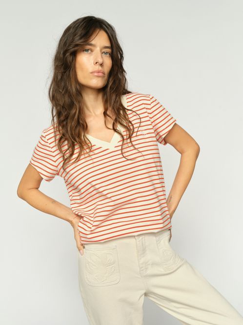 Hovedbilde Mos Mosh Kala V-SS Stripe Tee ...