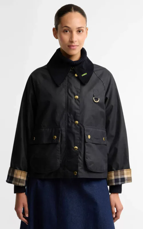 Barbour Icons Modern Spey Waxed Jacket Navy/Birchwood