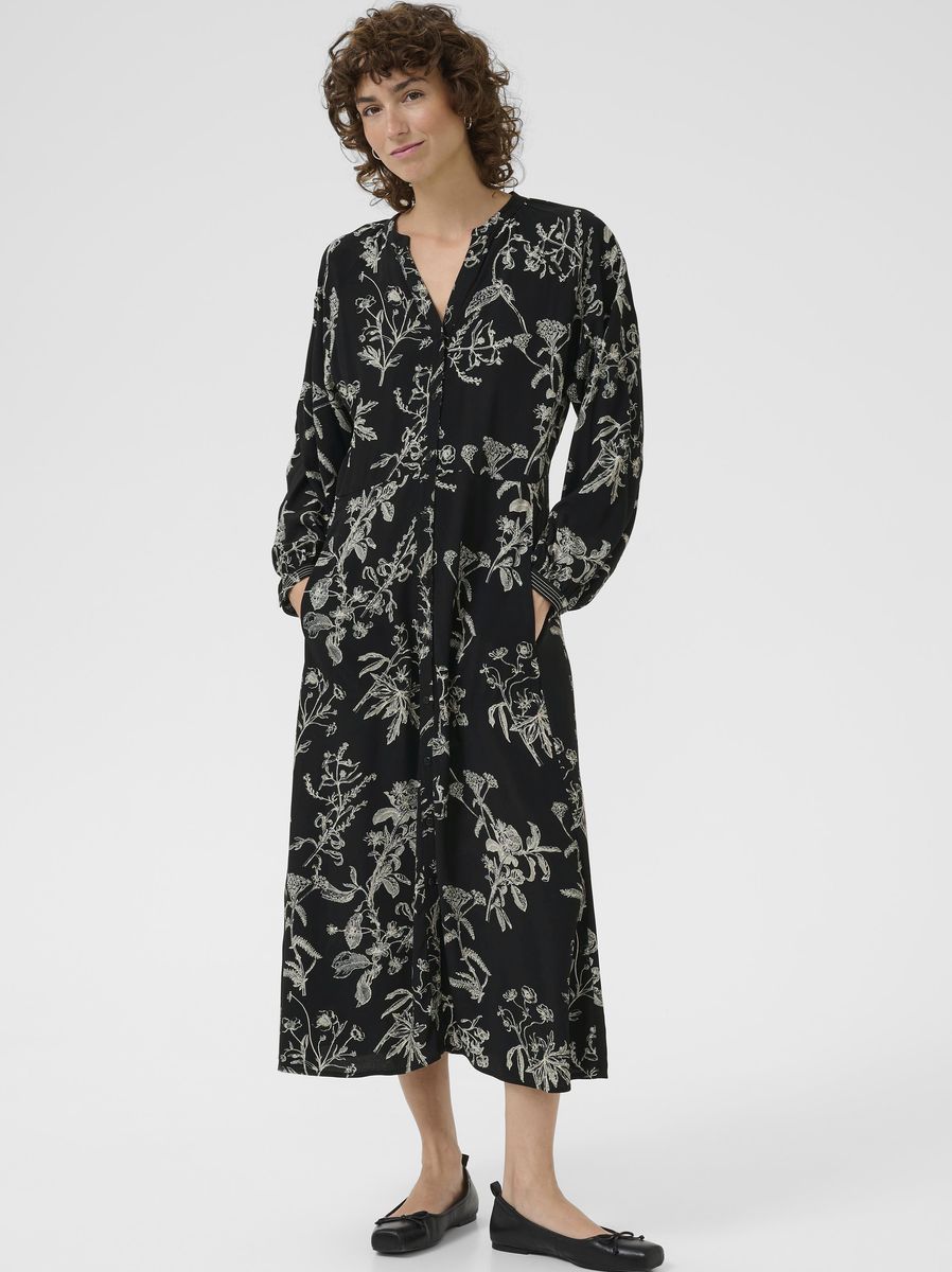 Part Two Sicilia Dress Black Botanical Print