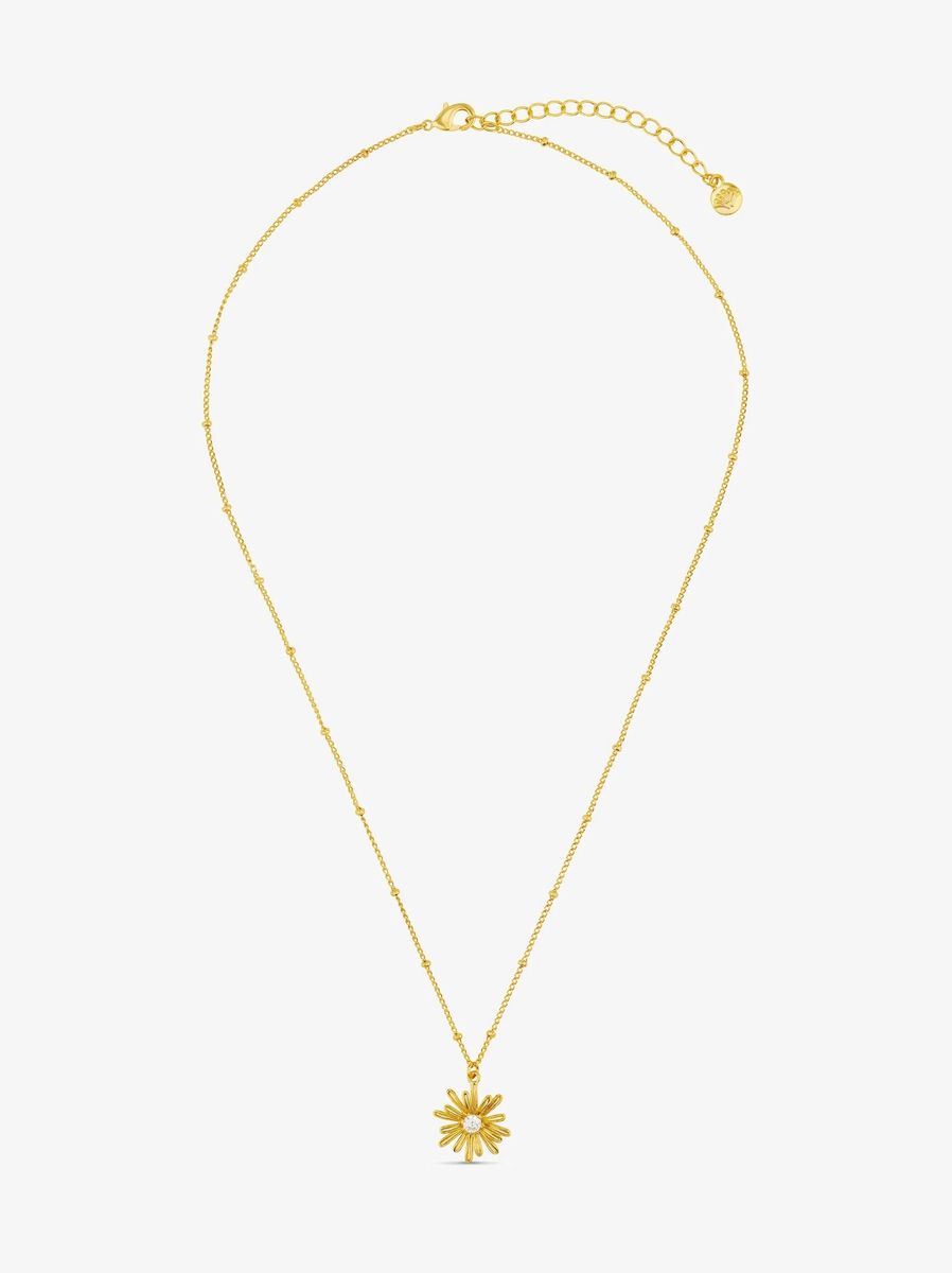 Orelia Crystal Daisy Charm Necklace Pale Gold
