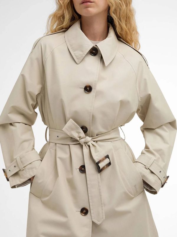 Barbour Maia Showerproof Trench Coat Mist Dress/Navy Tartan
