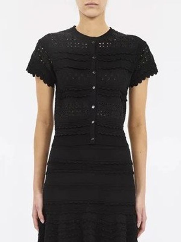 Ulla Johnson Abriana Eyelet Knit Cardigan Black