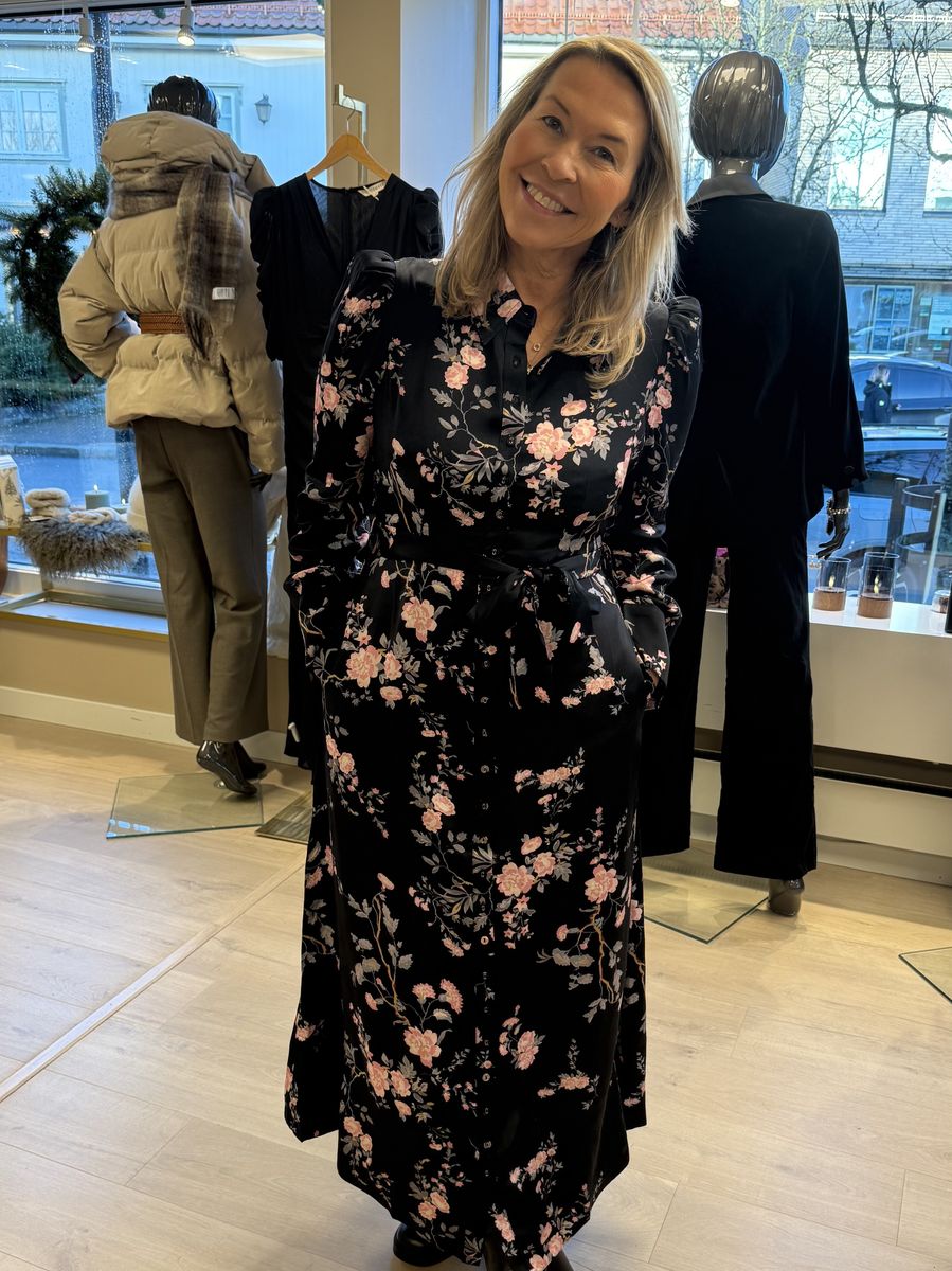 By TiMo Satin Belt Dress Midnight Garden